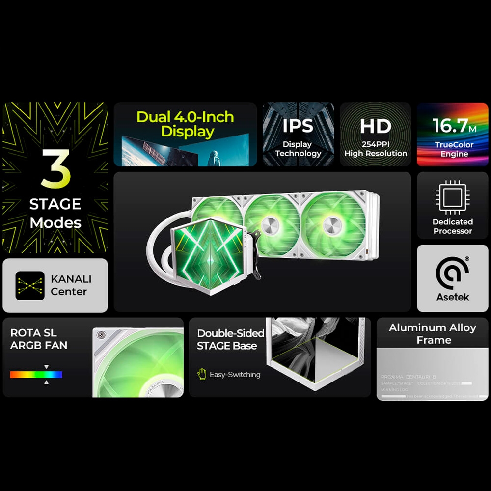 Tản nhiệt nước AIO TRYX STAGE 360 Dual-Screen ARGB Black L-S360A-DM3M-G0K