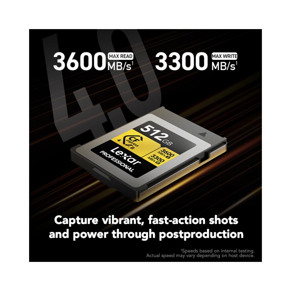 Thẻ nhớ CFexpress 4.0 Lexar Professional 512GB Type B GOLD Series LCXEXP4512G-RNENG