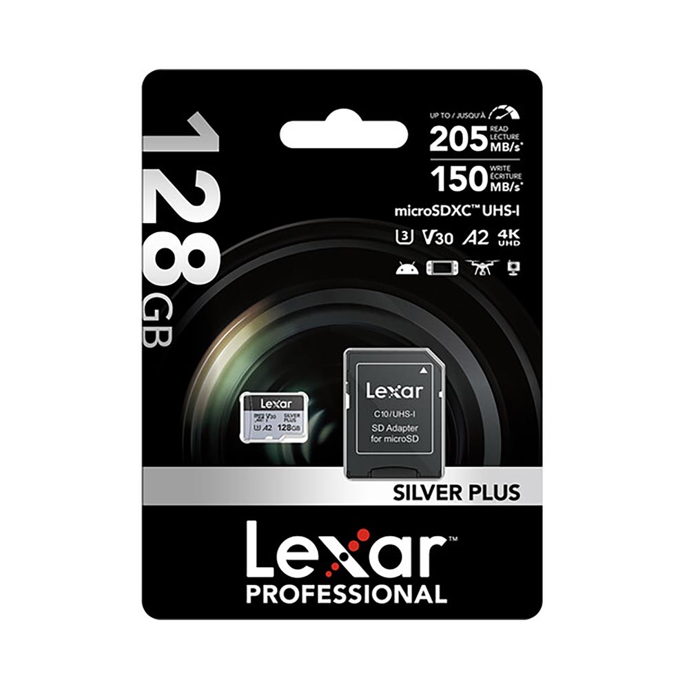 Thẻ nhớ MicroSDXC Lexar Professional Silver Plus UHS-I U3 128GB 205MB/s LMSSIPL128G-BNANG