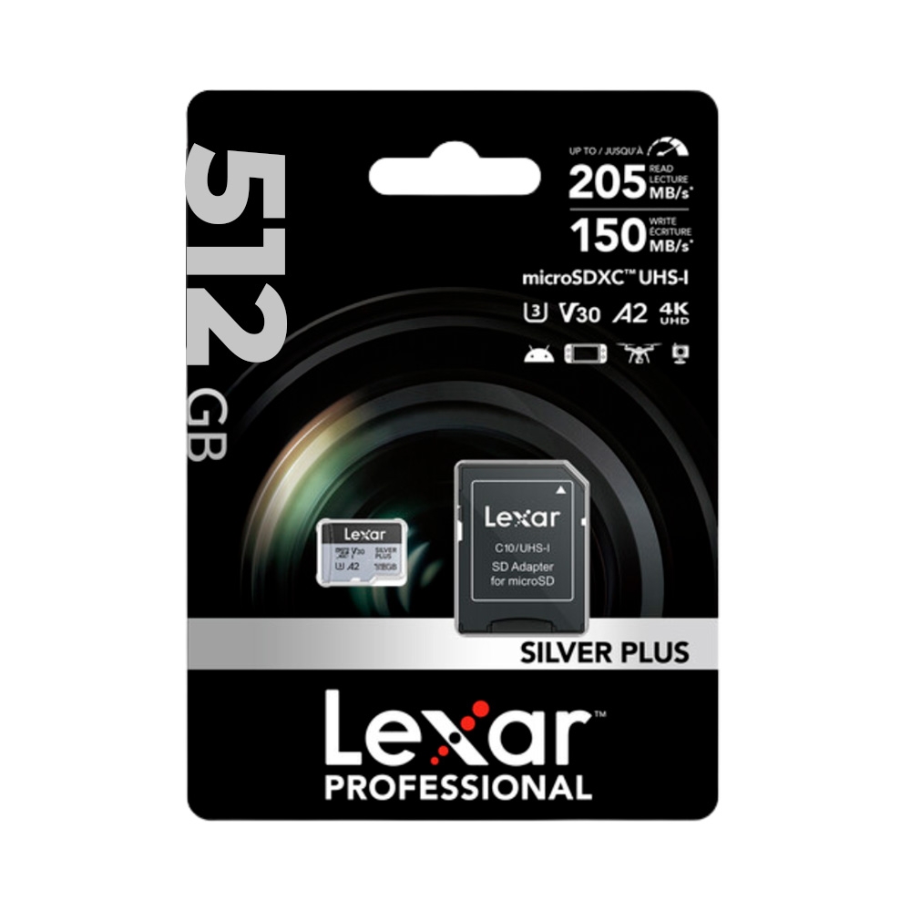 Thẻ nhớ MicroSDXC Lexar Professional Silver Plus UHS-I U3 512GB 205MB/s LMSSIPL512G-BNANG