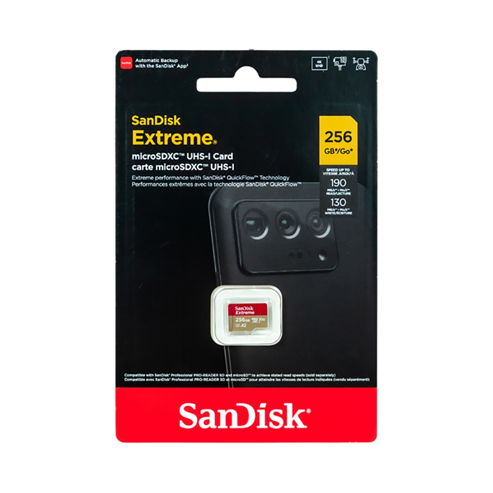 Thẻ Nhớ MicroSDXC SanDisk Extreme V30 A2 256GB 190MB/s SDSQXAV-256G-GN6MN