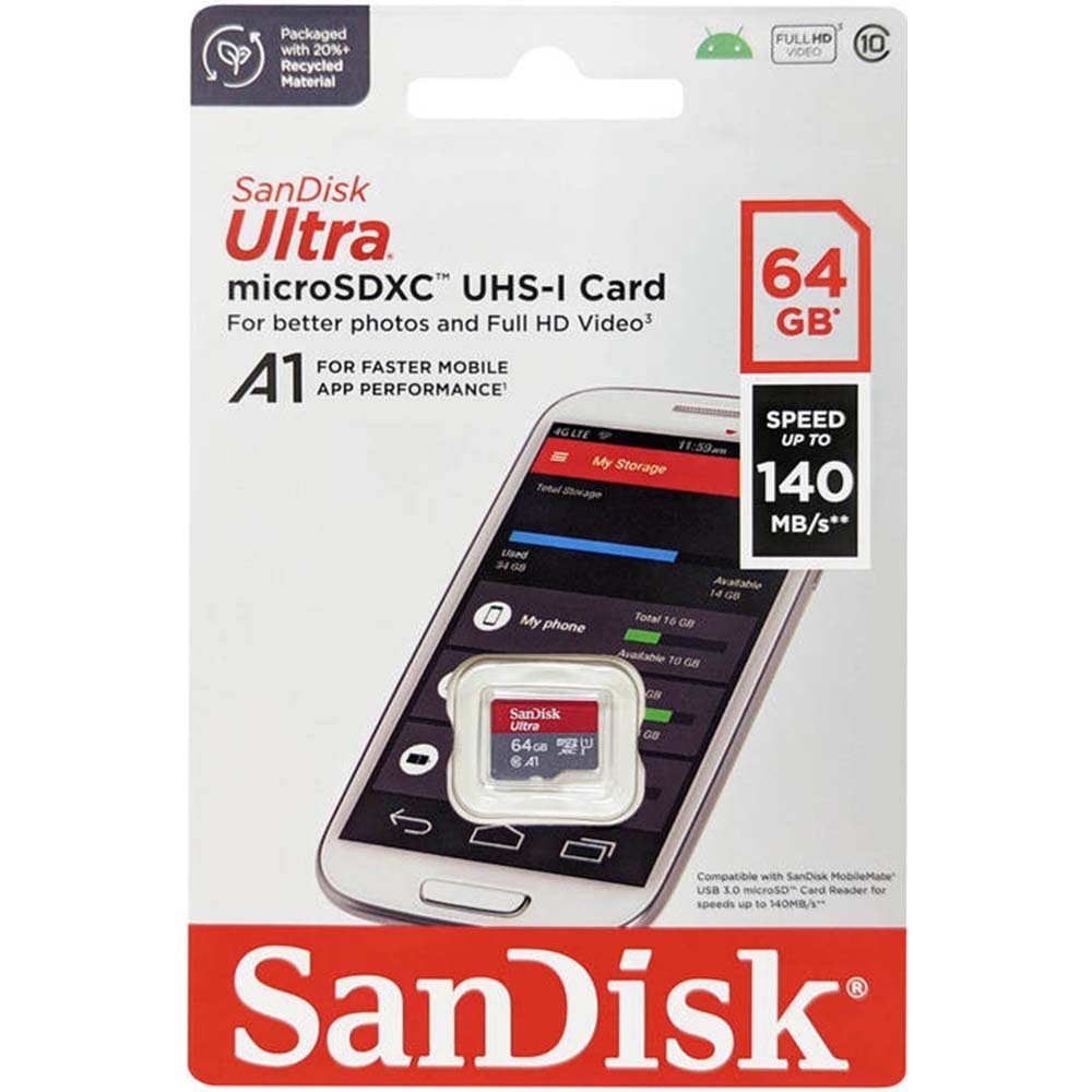 microSDカード microSDXC 64GB SanDisk 100MB s Ultra UHS-1 海外パッケージ SATF64NA-QUNR ゆうパケット送料無料