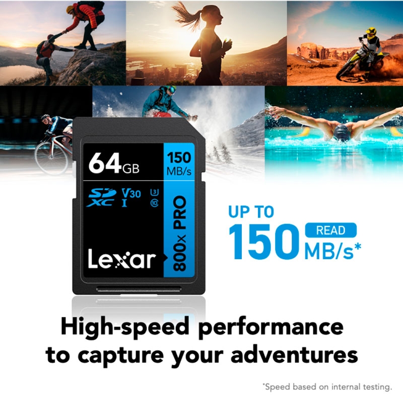 Thẻ nhớ SDXC Lexar High-Performance 800x PRO UHS-I U3 64GB 150MB/s BLUE Series LSD0800P064G-BNNNG