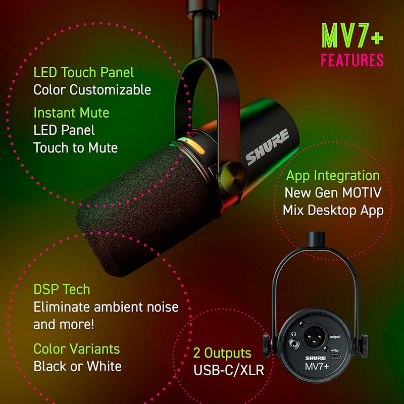 Thiết bị Stream Microphone Shure MV7+ Podcast