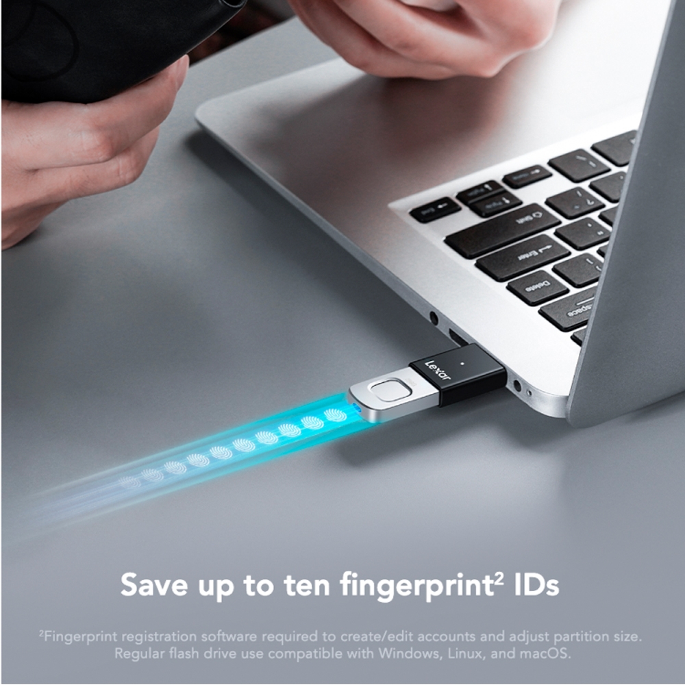 USB 3.2 Lexar JumpDrive Fingerprint F35 Pro 256GB 400MB/s LJDF35P256G-RNBNG