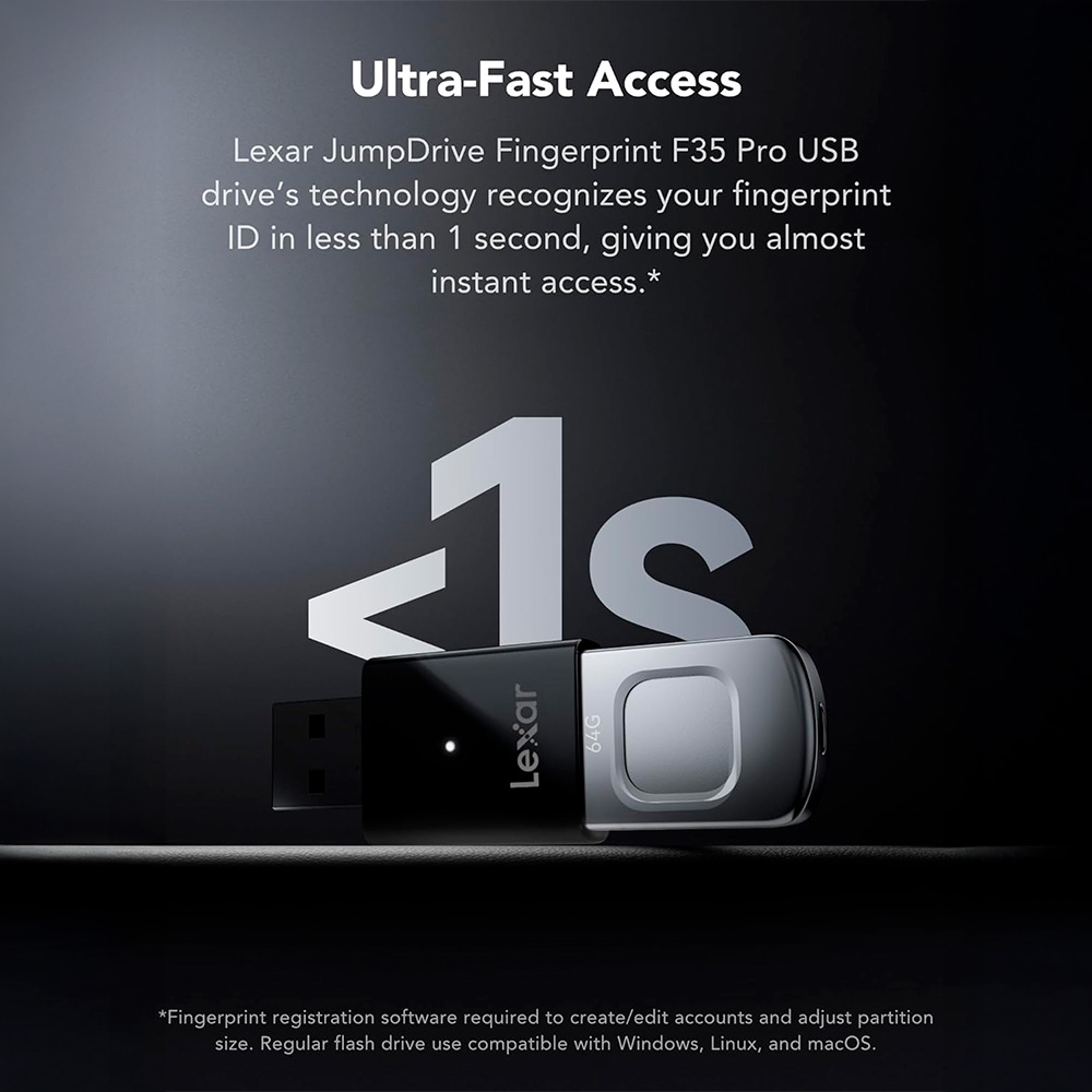 USB 3.2 Lexar JumpDrive Fingerprint F35 Pro 64GB 300MB/s LJDF35P064G-RNBNG