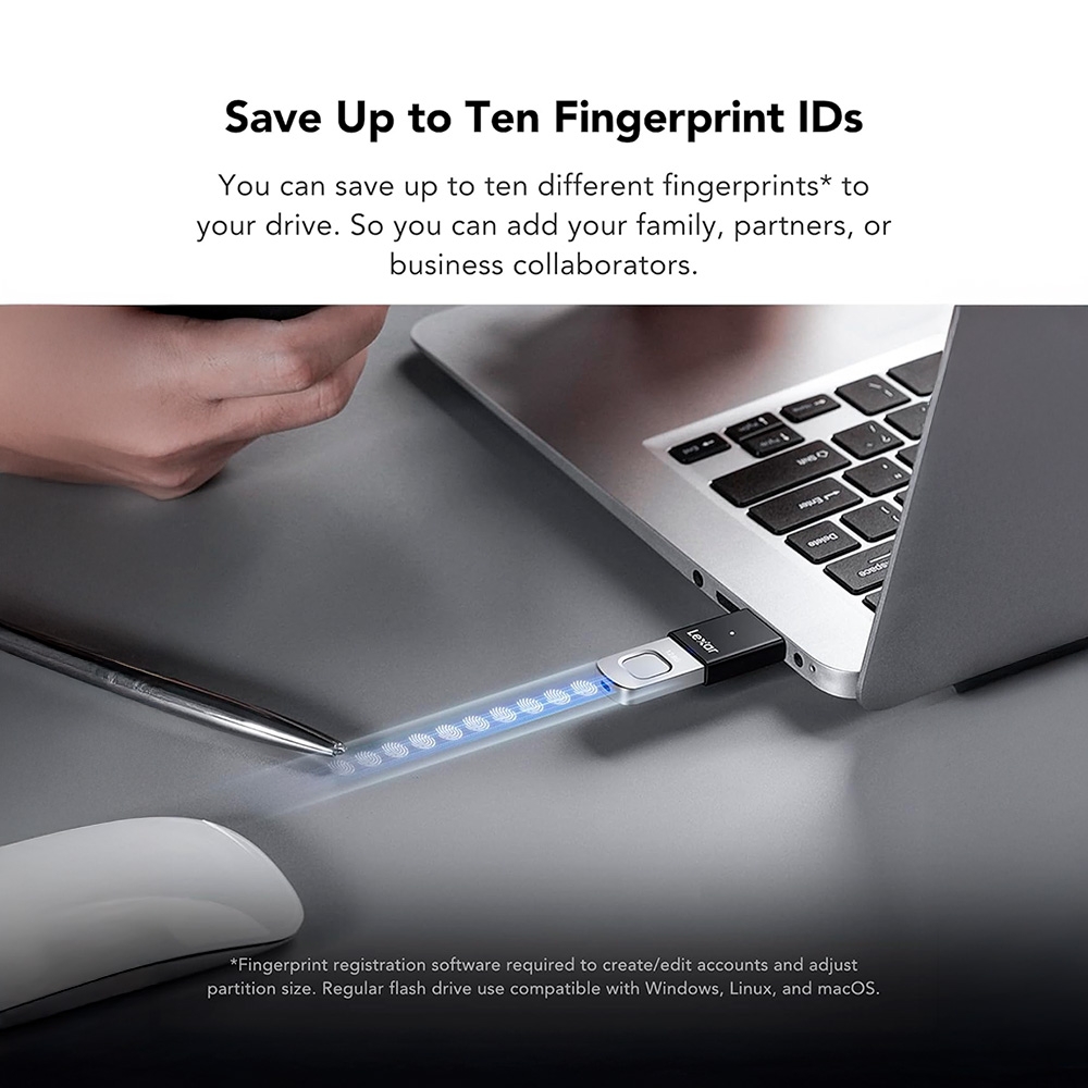 USB 3.2 Lexar JumpDrive Fingerprint F35 Pro 64GB 300MB/s LJDF35P064G-RNBNG