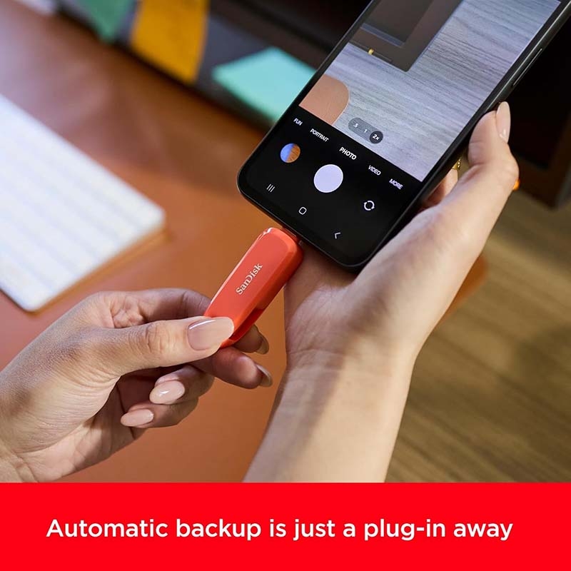 USB 3.2 SanDisk Phone Drive for Android Nasturium Orange 128GB 100MB/s OTG Type-C SDDDC6-128G-G46NO