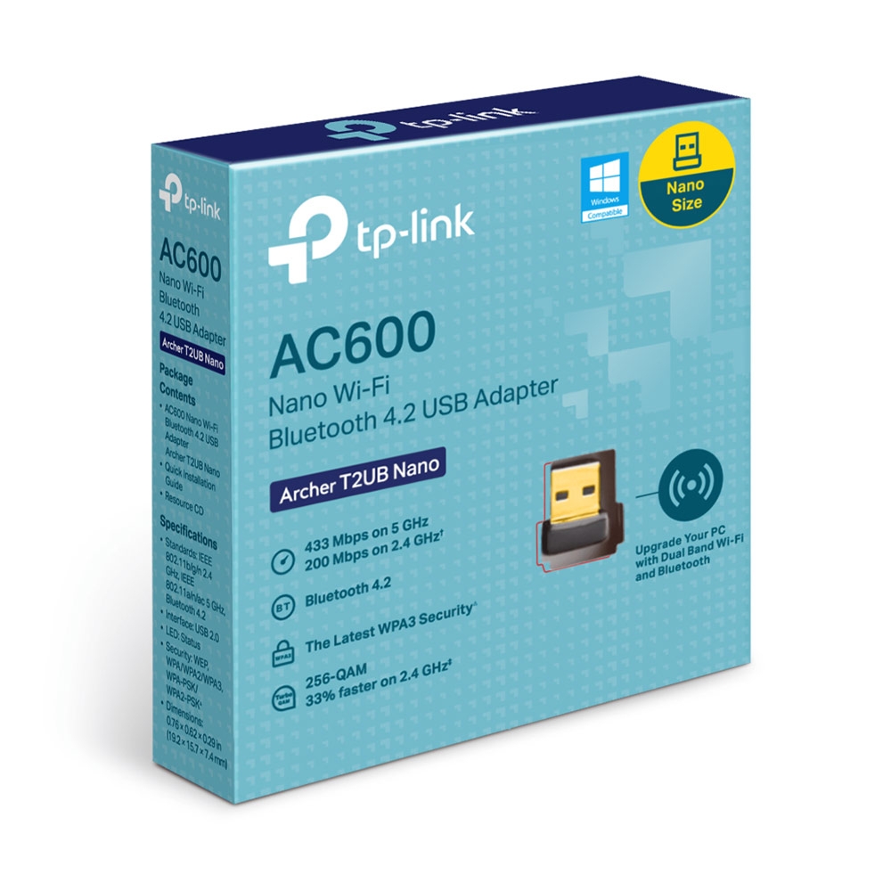 USB WiFi TP-Link 2.4/5GHz Nano Bluetooth 4.2 AC600 Archer-T2UB-Nano