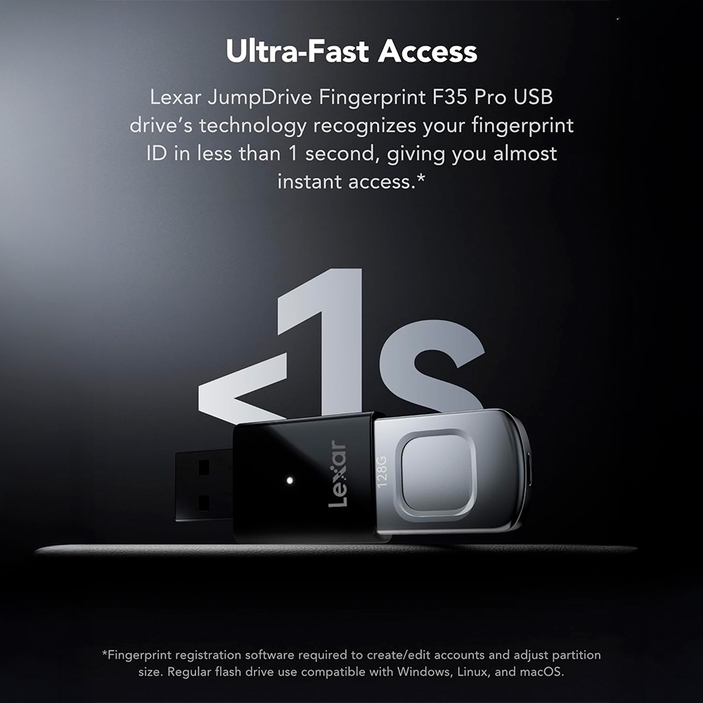 USB 3.2 Lexar JumpDrive Fingerprint F35 Pro 128GB 400MB/s LJDF35P128G-RNBNG