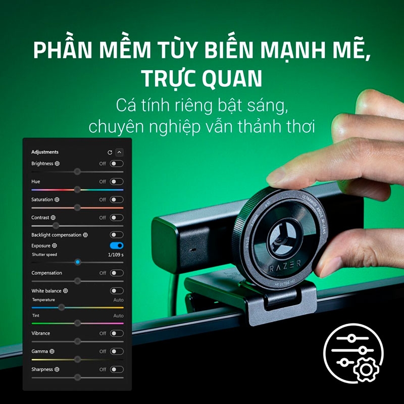 Webcam máy tính Razer Kiyo V2 4K Black RZ19-05370100-R3M1
