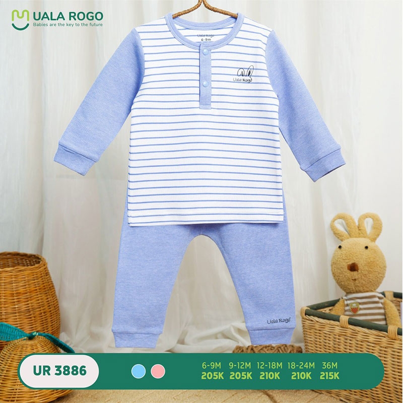 Bộ quần áo Uala Rogo dài tay kẻ nhỏ UR3886 thời trang trẻ em thu đông