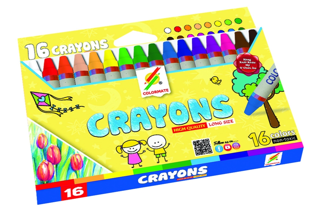 Bút Sáp Màu 16 Cây Hộp Giấy Crayons Colormate