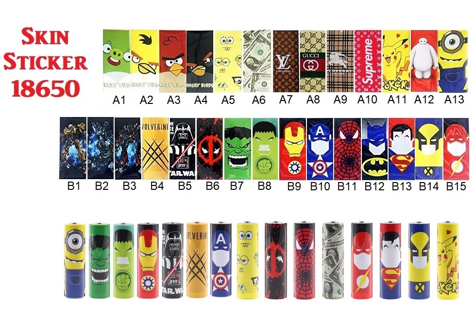 ⚡️GIÁ TỐT⚡️ Skin Cartoon - Miếng Dán Bọc Pin 18650 Cực Cool ⚡️GIÁ TỐT⚡️ Skin Cartoon - Miếng Dán Bọc Pin 18650 Cực Cool
