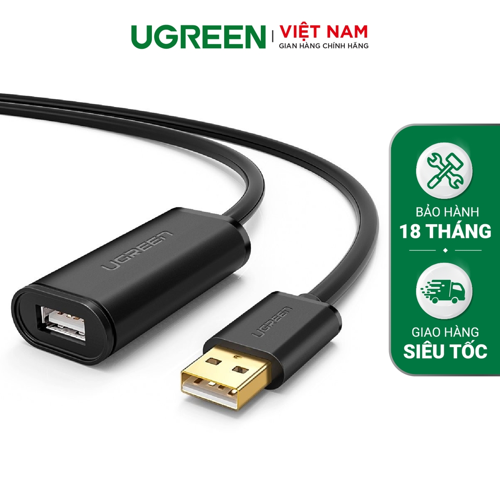 Dây USB 2.0 nối dài Active UGREEN US121 có CHIP dài 5-30m - 30m-đen