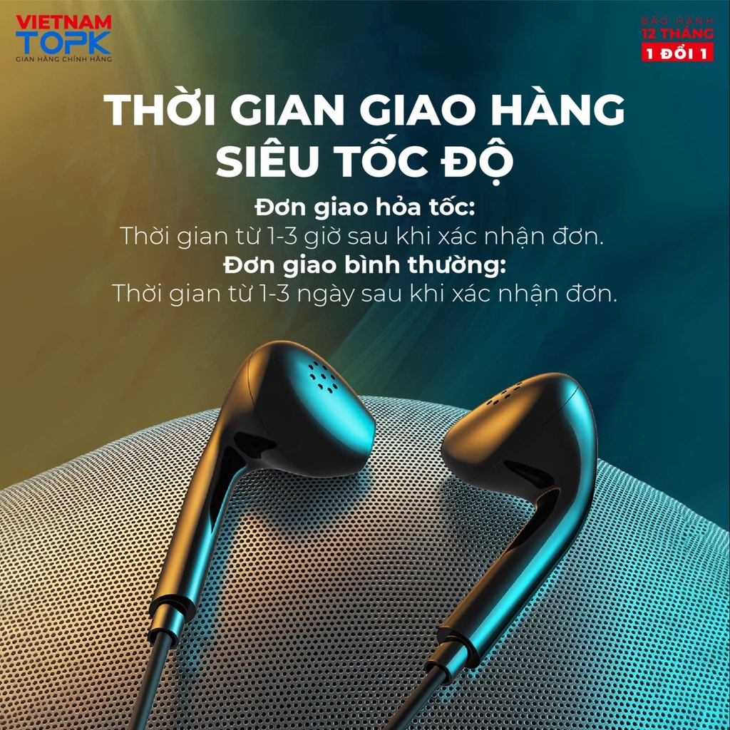 Tai nghe nhét tai có dây TOPK F20 Chân cắm 3.5 Chất liệu TPE dài 1.2m Hàng chính hãng Bảo hành 12 tháng 1 đổi 1