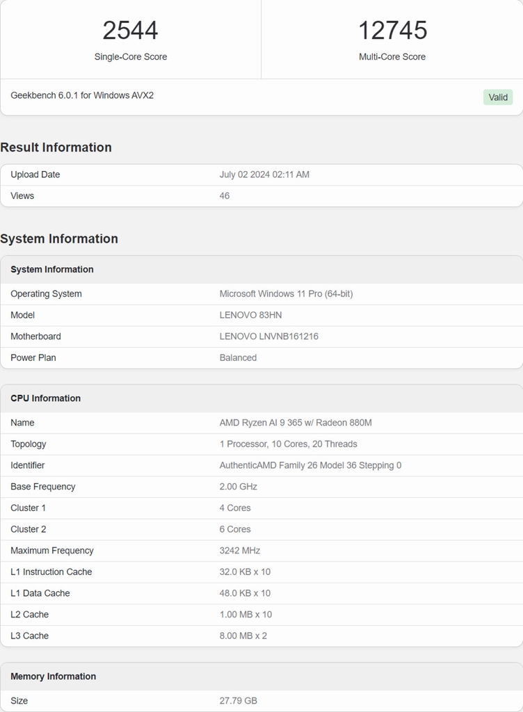 Laptop Lenovo Ideapad AMD Ryzen AI 9 365