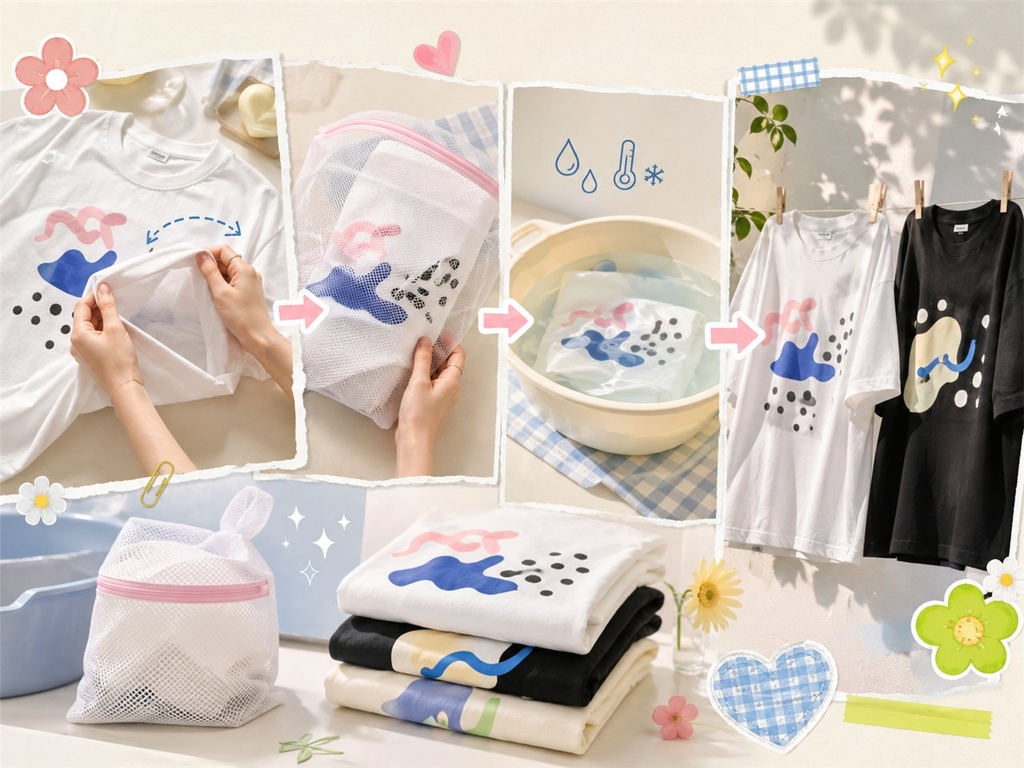 Cách giặt graphic tee để hình in lâu đẹp và áo ít biến dạng