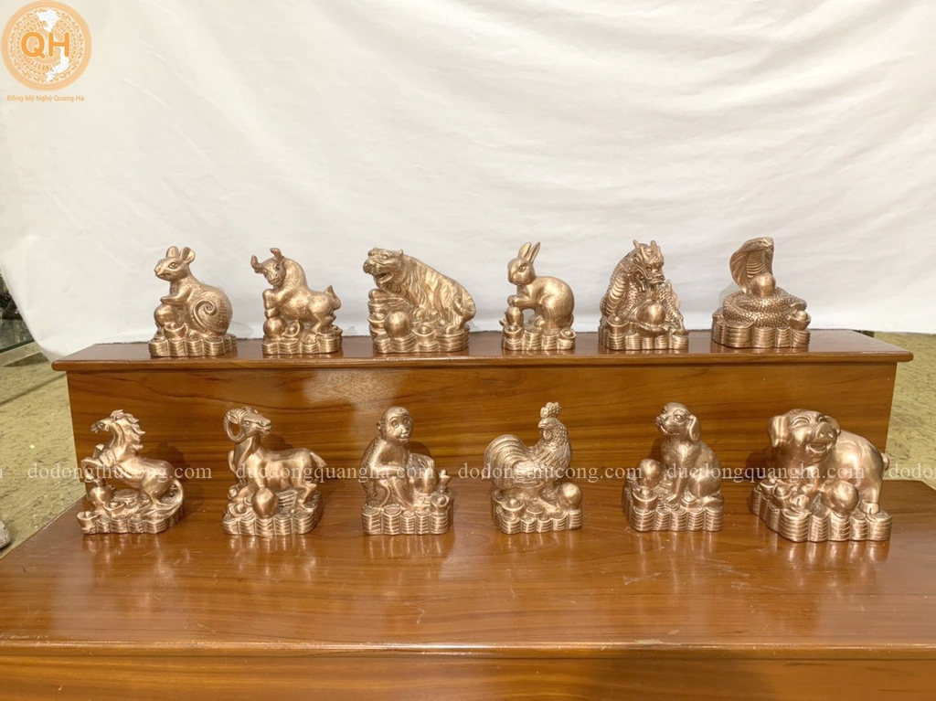 BỘ 12 CON GIÁP ĐỒNG ĐỎ CAO 16CM