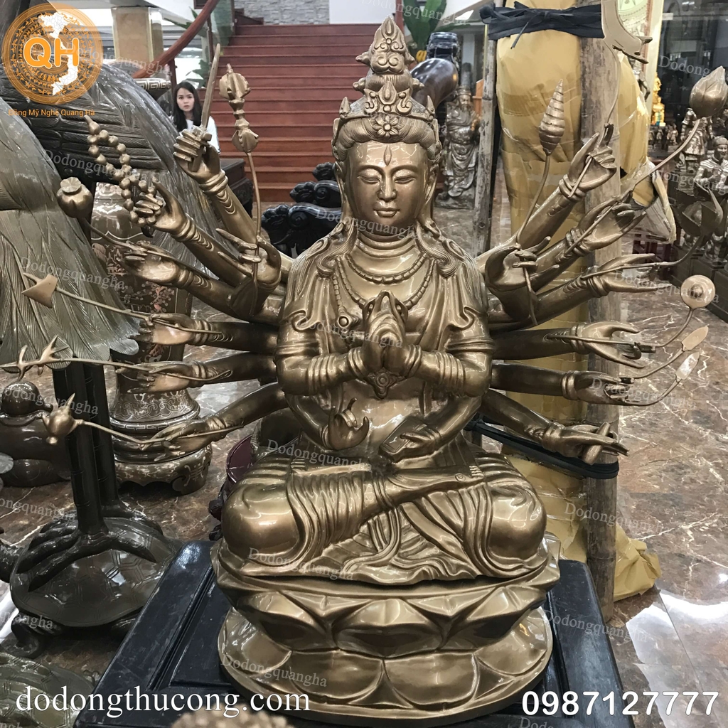 TƯỢNG PHẬT CHUẨN ĐỀ ĐỒNG ĐỎ CAO 60CM