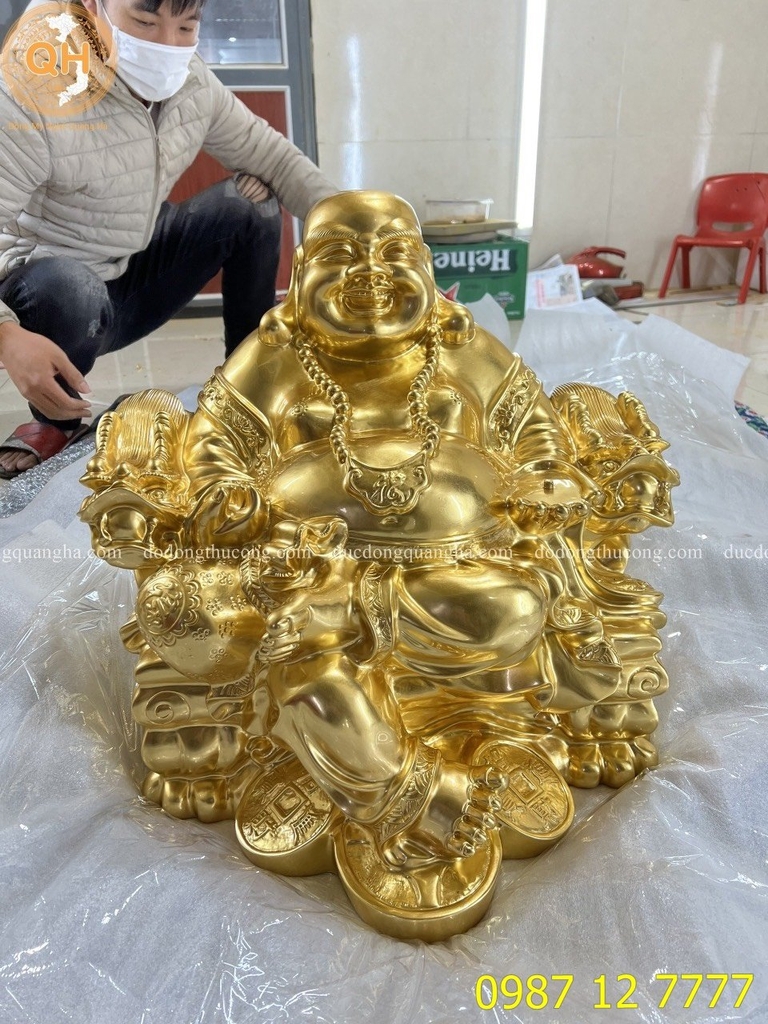 TƯỢNG DI LẠC NGỒI NGAI THẾP VÀNG 9999