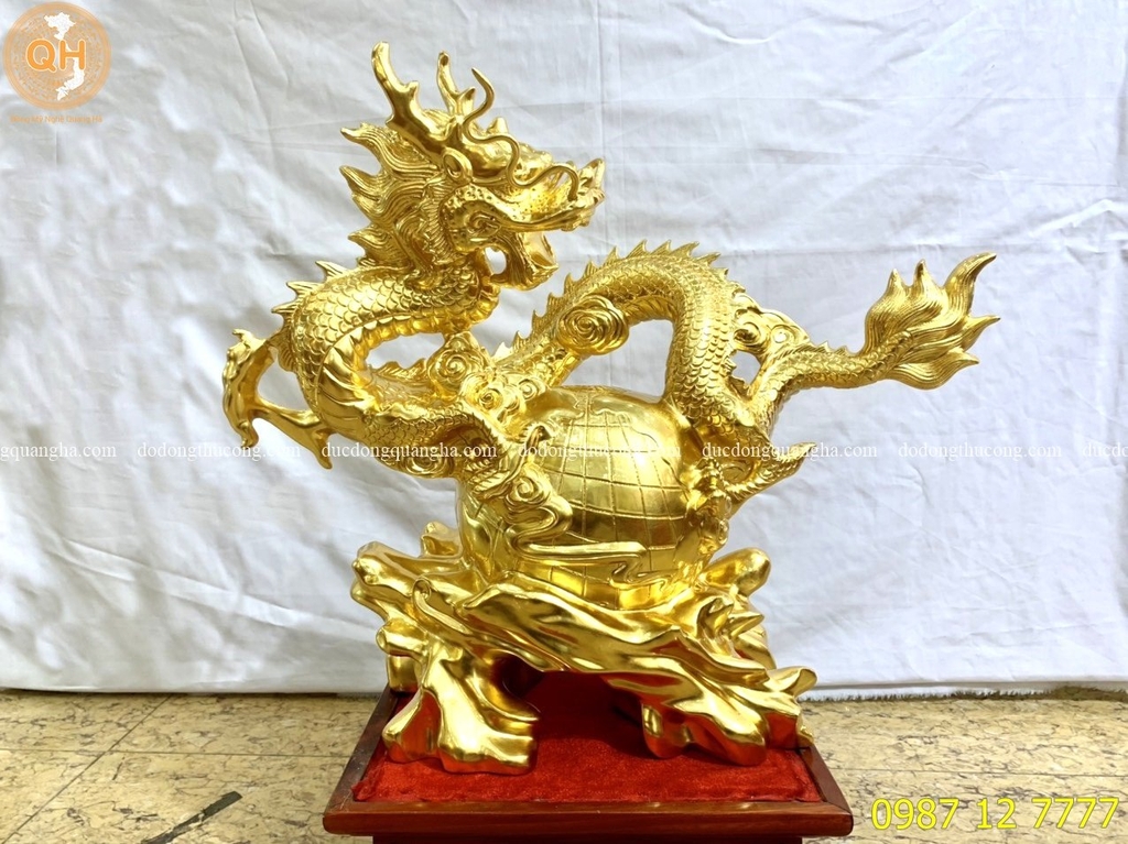 TƯỢNG RỒNG ĐỊA CẦU THẾP VÀNG 9999