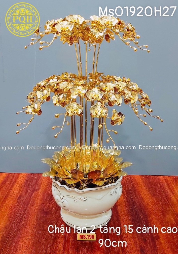 15+ CHẬU LAN BẰNG ĐỒNG MẠ VÀNG 24K TRƯNG BÀY