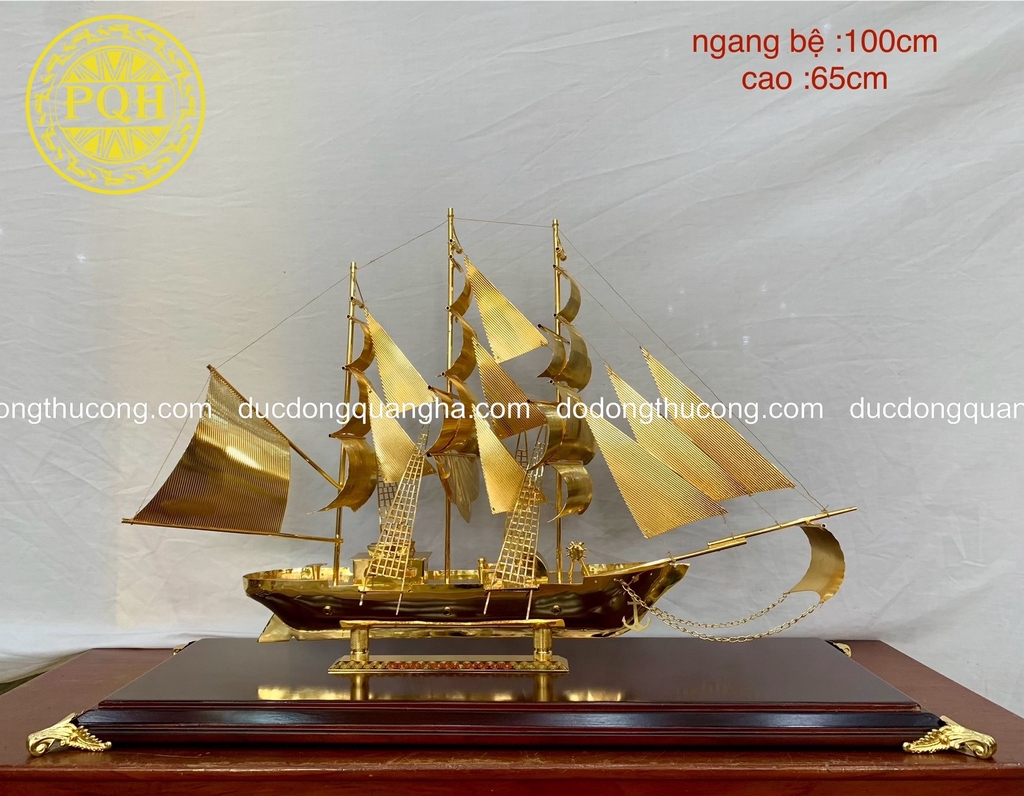 THUYỀN BUỒM MẠ VÀNG 24K KT 1MX65CM