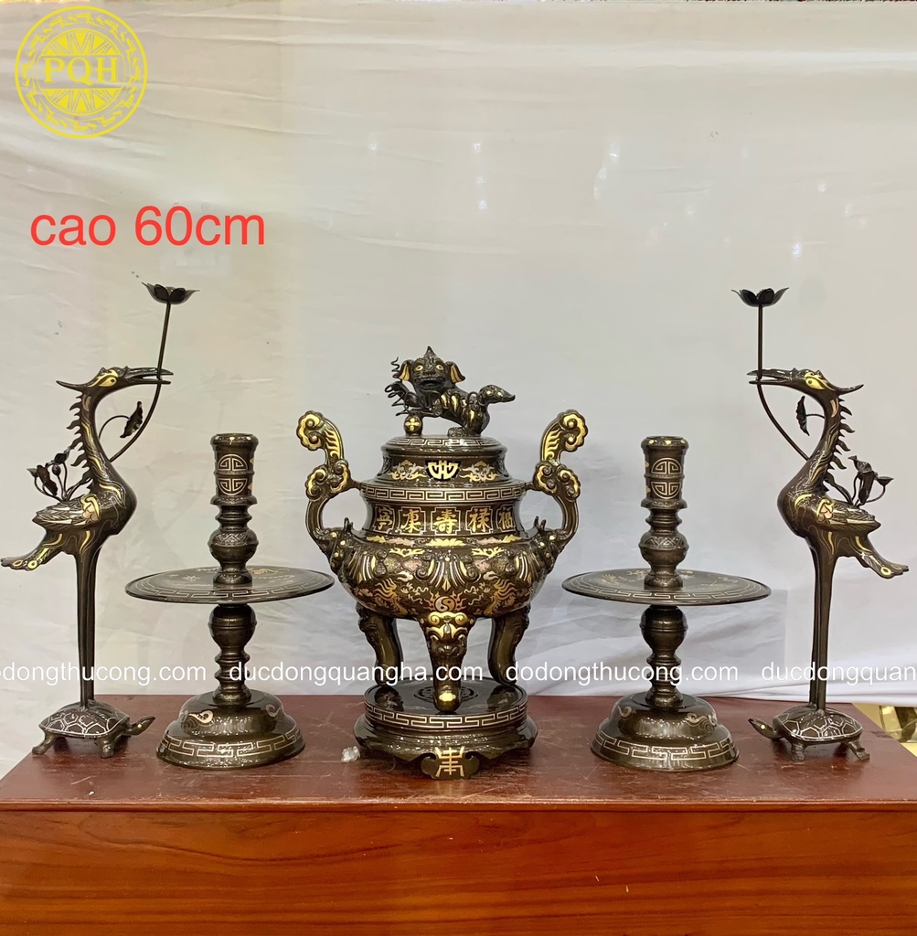 BỘ ĐỈNH NGŨ SỰ ĐỒNG ĐỎ 60 KHẢM TAM KHÍ VÀ DÁT ĐIỂM VÀNG