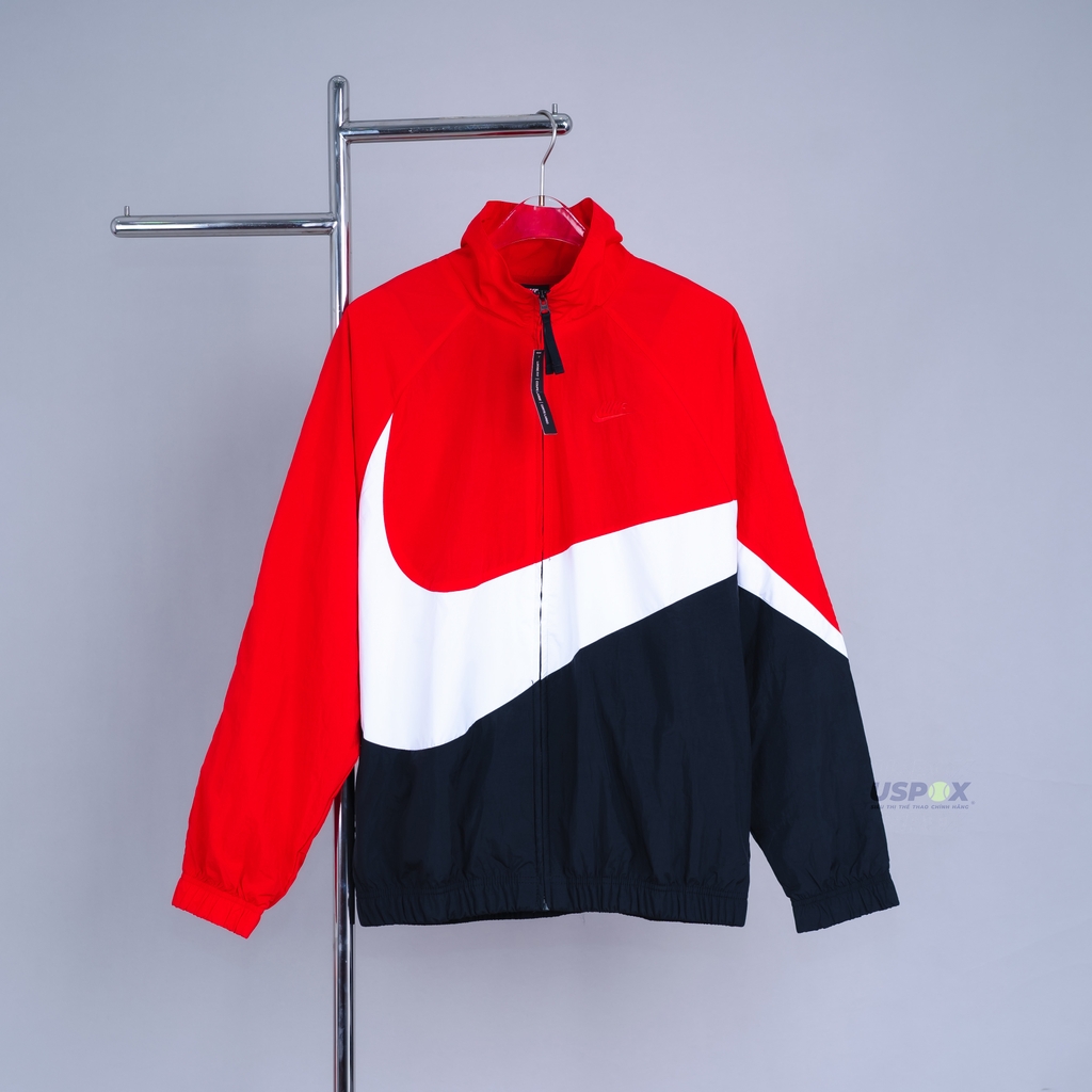 Áo Nike gió Big Swoosh Red Black (form Âu)