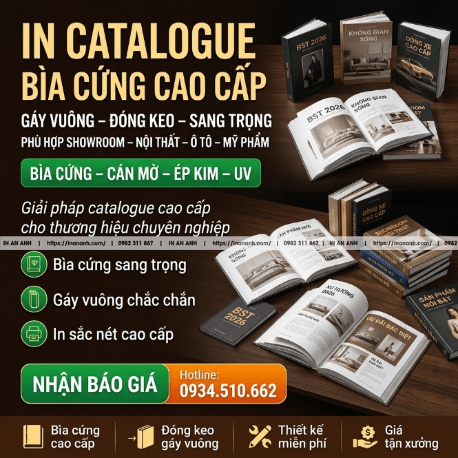 In Catalogue Bìa Cứng Cao Cấp - Gáy Vuông, Đóng Keo, Sang Trọng