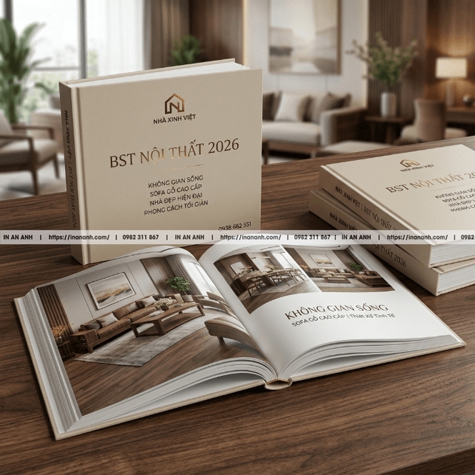 In Catalogue Bìa Cứng Cao Cấp - Gáy Vuông, Đóng Keo, Sang Trọng