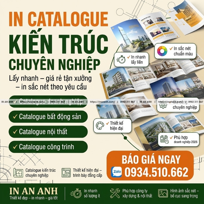 In Catalogue Kiến Trúc, Xây Dựng, Dự Án - Chuyên Nghiệp, Đầy Đủ Thông Số