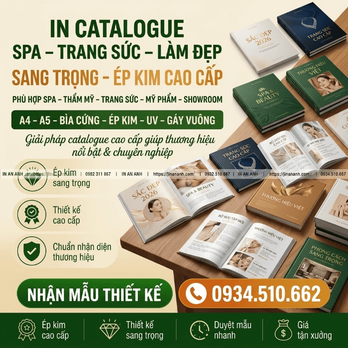 In Catalogue Spa, Trang Sức, Làm Đẹp - Sang Trọng, Ép Kim Cao Cấp