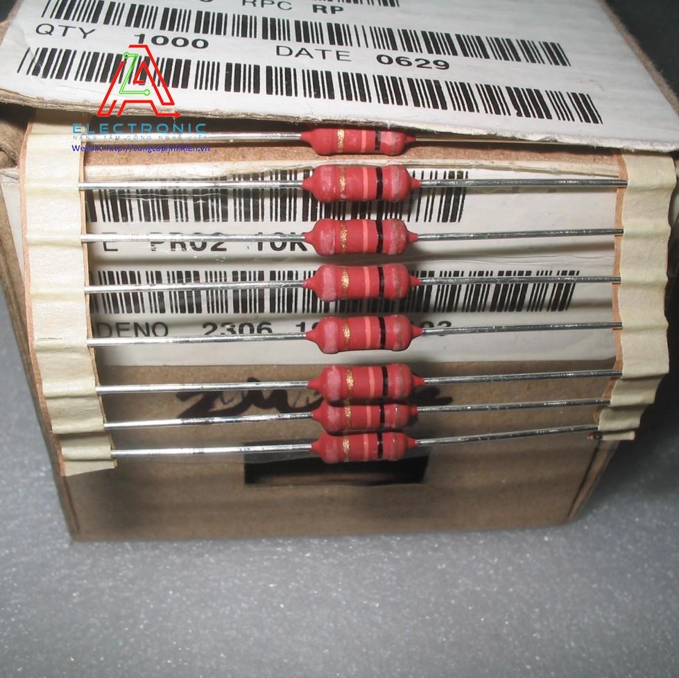 100 Résistances Vishay PR02 10K 2W 5% - Power Metal - 3,9x12mm 250ppm - Neuf Sous Bande