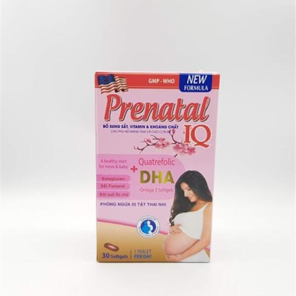 Prenatal IQ DHA Mediusa HỒNG Tăng Cường Cho Mẹ Và Bé Hộp 30 viên