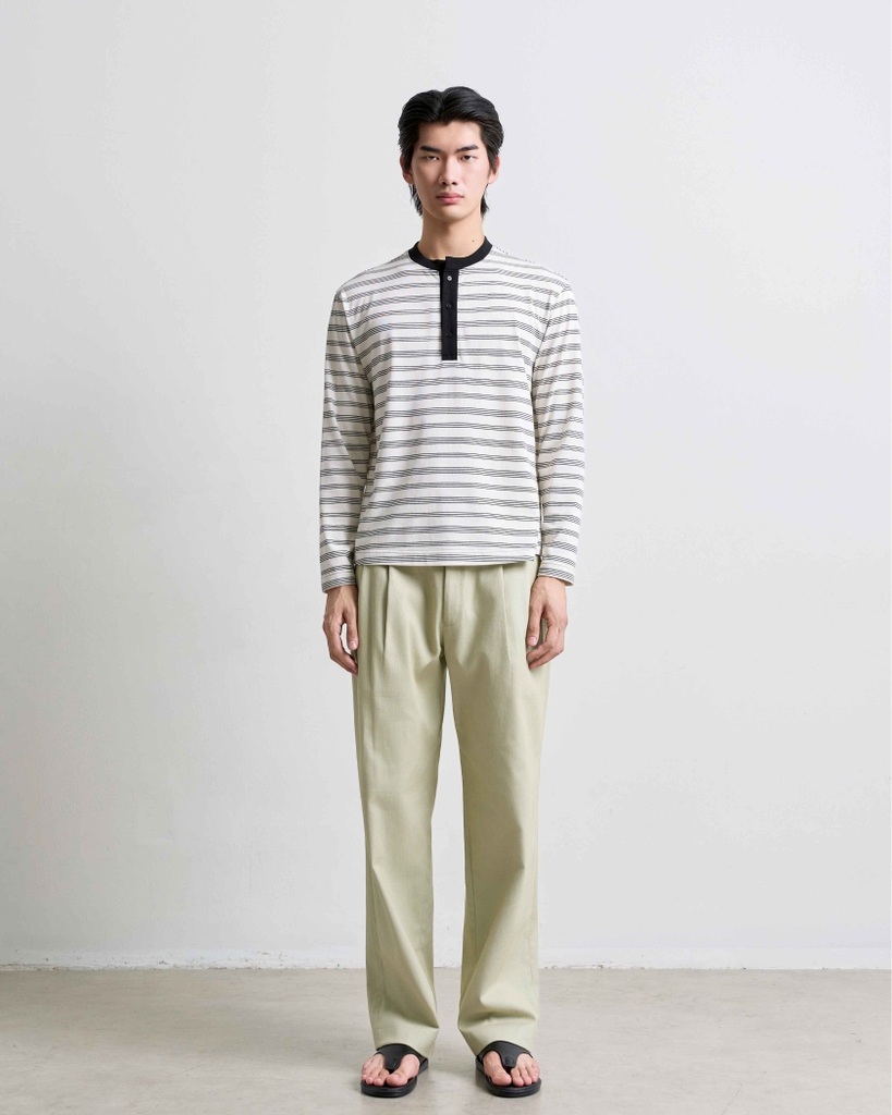 Cole Striped Long-Sleeve Henley T-Shirt