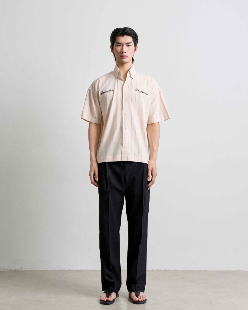 Ray Striped Embroidered Short-Sleeve Shirt