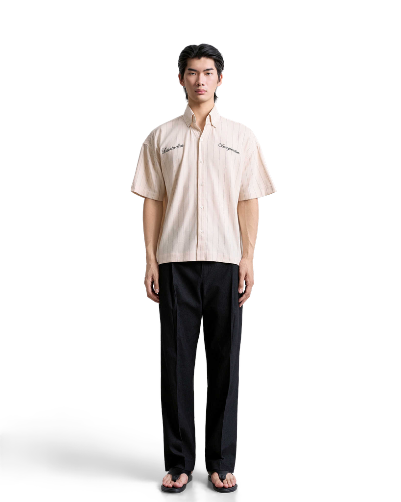 Ray Striped Embroidered Short-Sleeve Shirt