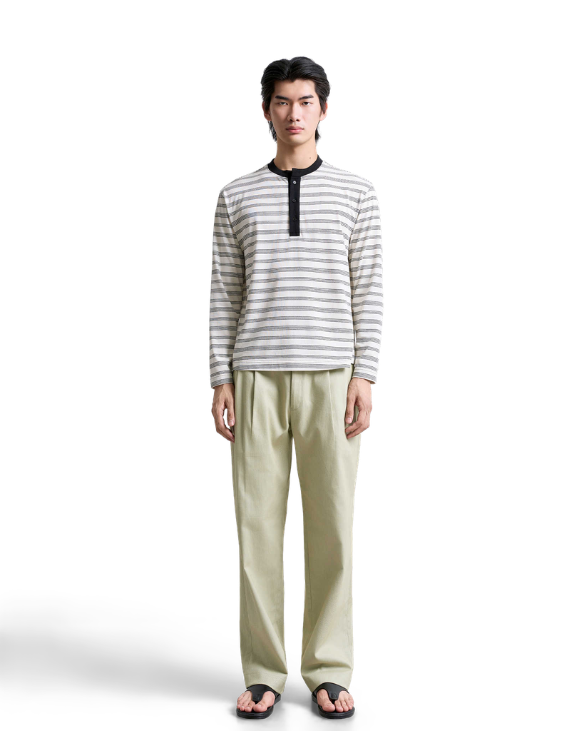 Cole Striped Long-Sleeve Henley T-Shirt
