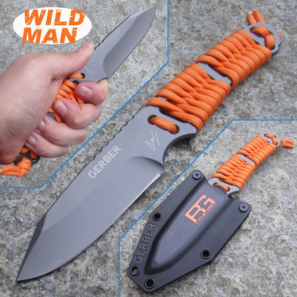Couteau De Survie Gerber Bear Grylls - Droit, Noir, Acier, Fabriqué Aux USA