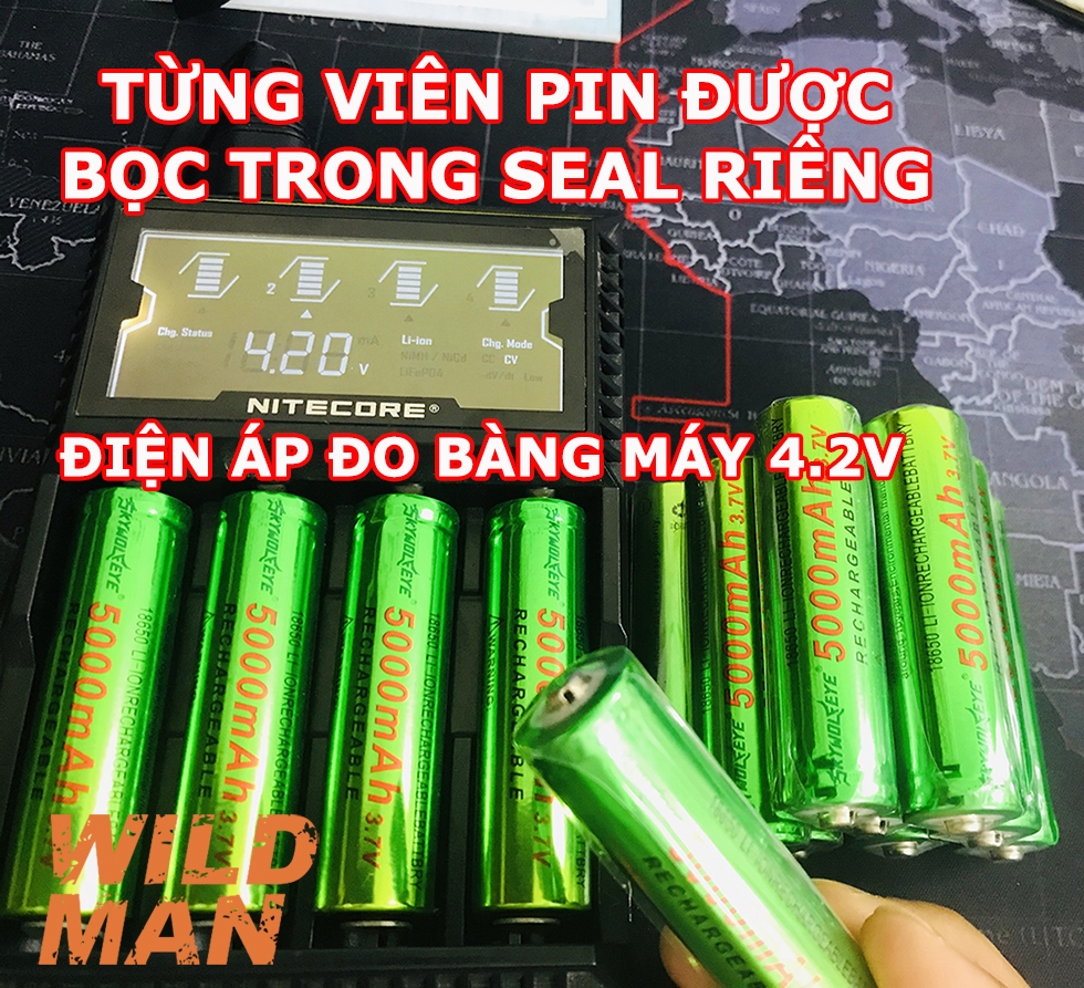CELL PIN 18650 5000MAH 3,7V DỰ PHÒNG Wildman Đồ du lịch