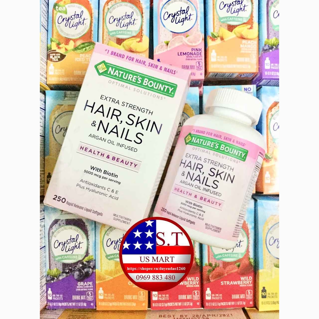 Viên uống Đẹp Da, Tóc, Móng Hair Skin Nail Nature's Bounty 250 viên/hộp Viên uống Đẹp Da, Tóc, Móng Hair Skin Nail Nature's Bounty 250 viên/hộp