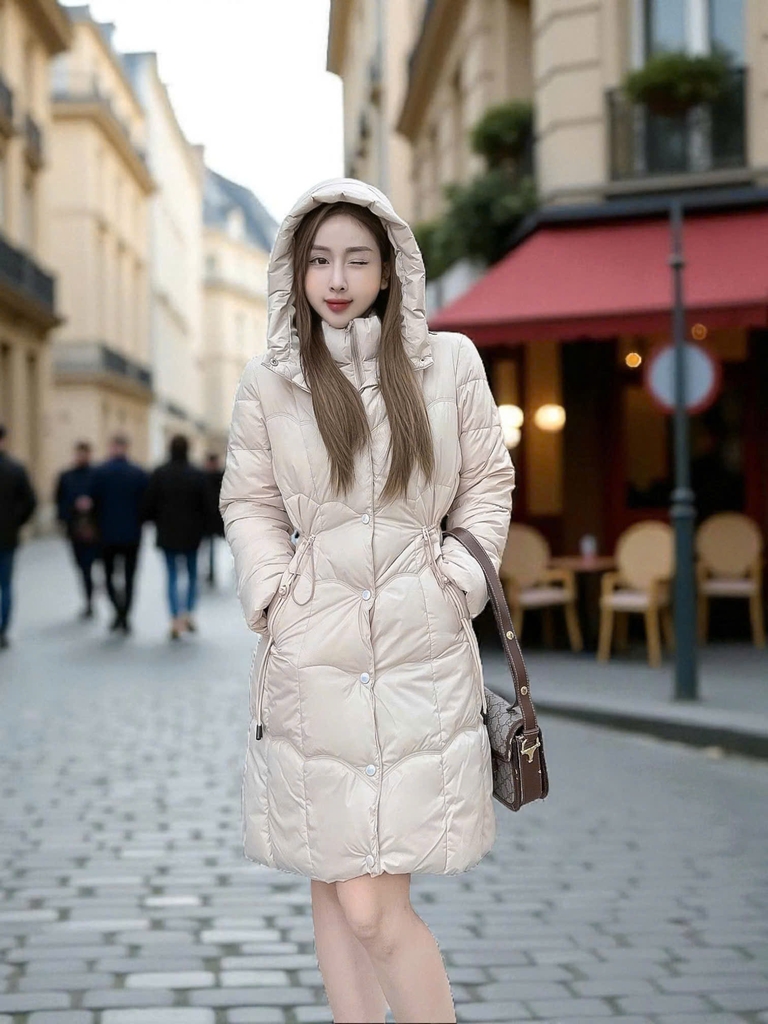 G9372 Áo Phao Nữ Dáng Dài Siêu Nhẹ Dày Ấm Thời Trang