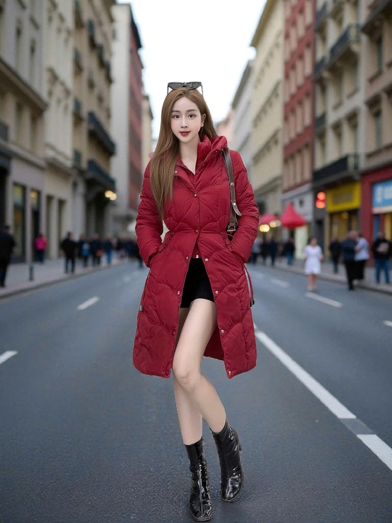 G9372 Áo Phao Nữ Dáng Dài Siêu Nhẹ Dày Ấm Thời Trang