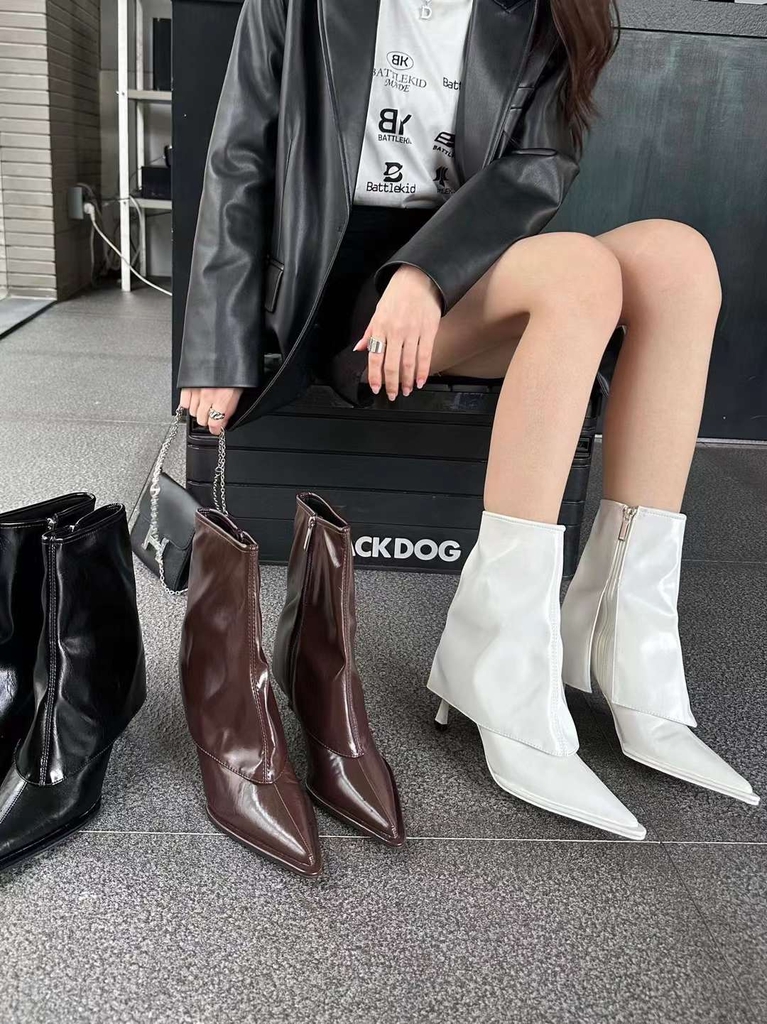 G006 (Bốt) Boots  Yếm Cổ Thấp Nữ Dưới Gối Gót Nhọn Đẹp Thời Trang