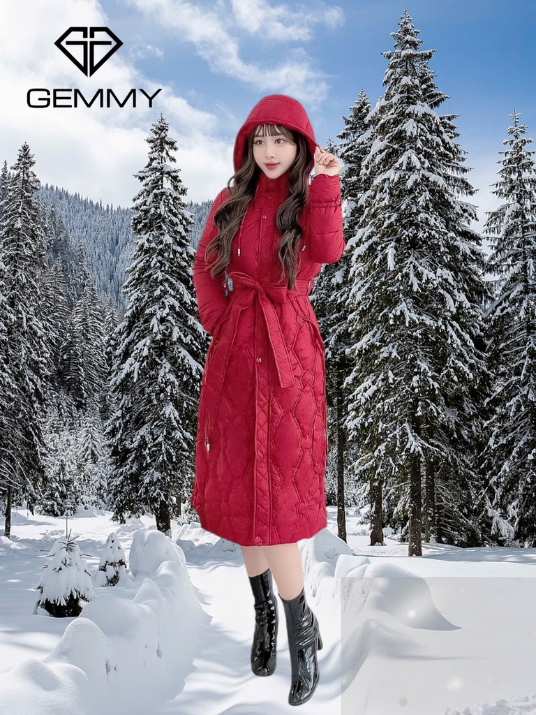 G9109 Áo Khoác Phao Dáng Dài Nữ Qua Gối Siêu Nhẹ Dày Ấm Thời Trang Cao Cấp