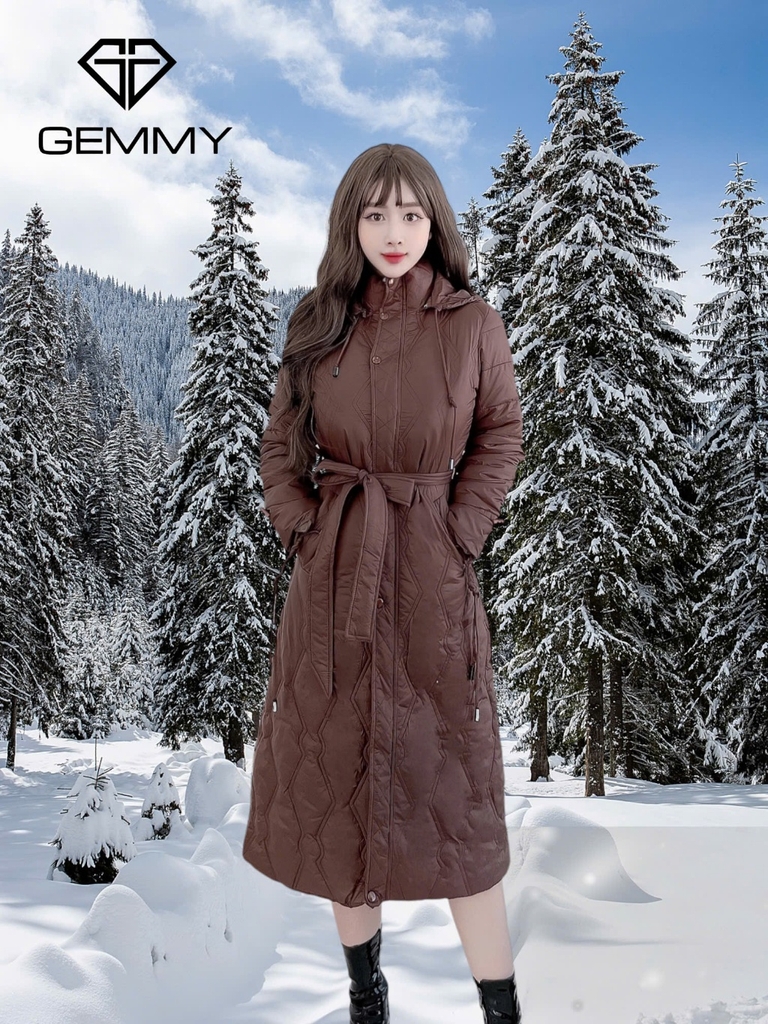 G9109 Áo Khoác Phao Dáng Dài Nữ Qua Gối Siêu Nhẹ Dày Ấm Thời Trang Cao Cấp
