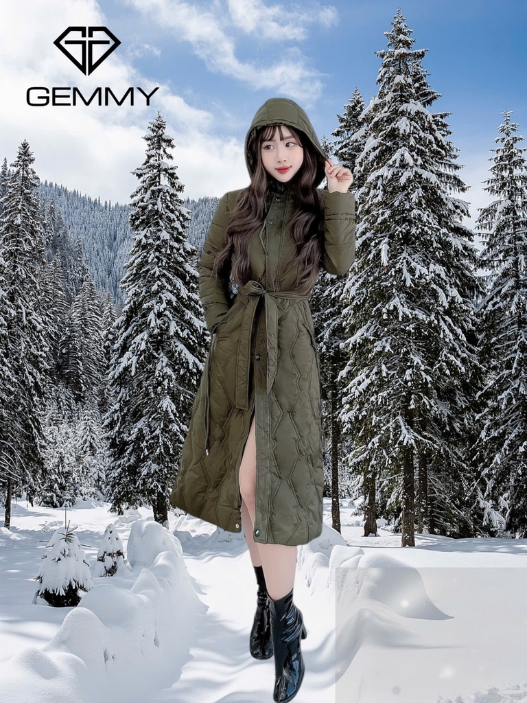 G9109 Áo Khoác Phao Dáng Dài Nữ Qua Gối Siêu Nhẹ Dày Ấm Thời Trang Cao Cấp