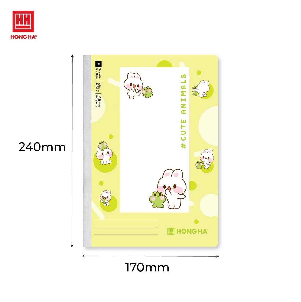 Vở 5 Ô ly 48 trang Hồng Hà School Cute Animals - 0517